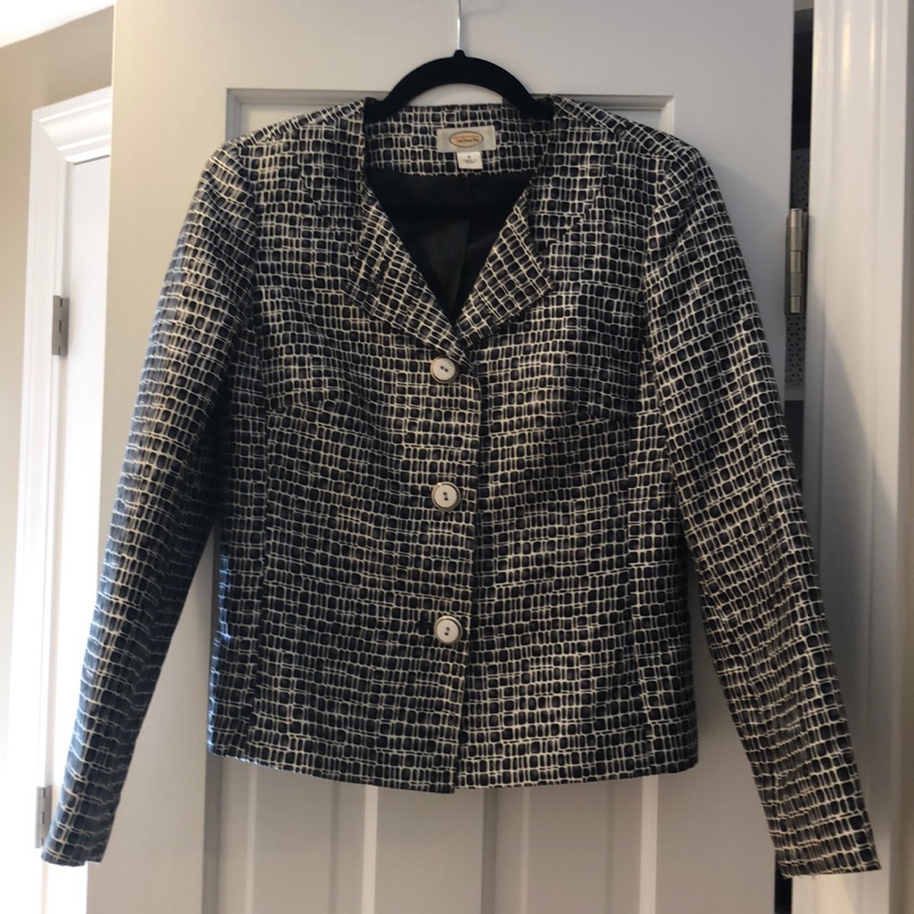 Talbots black and white blazer
